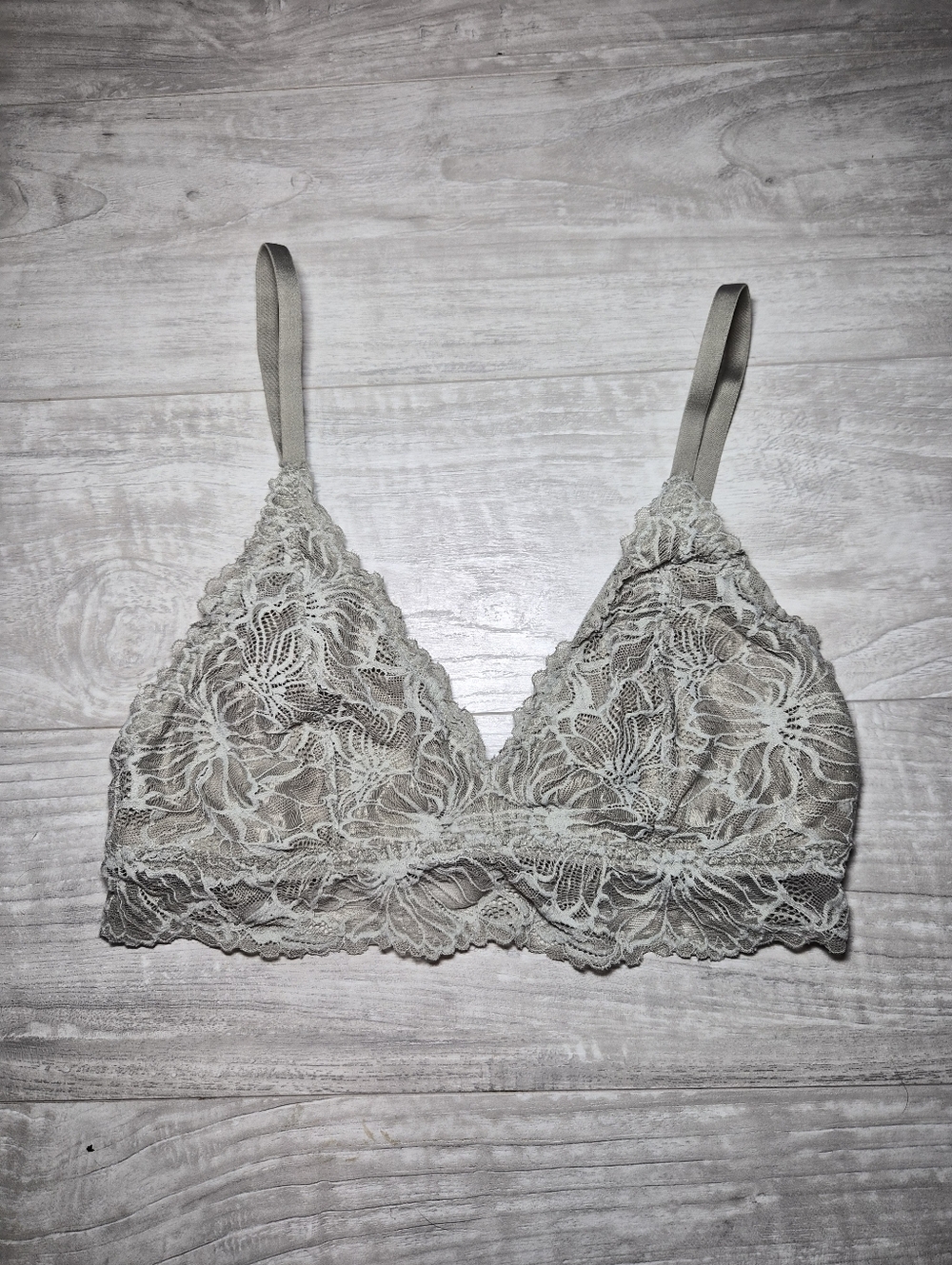 Aerie Lace Bralette - Light Gray Floral Lace Small Medium